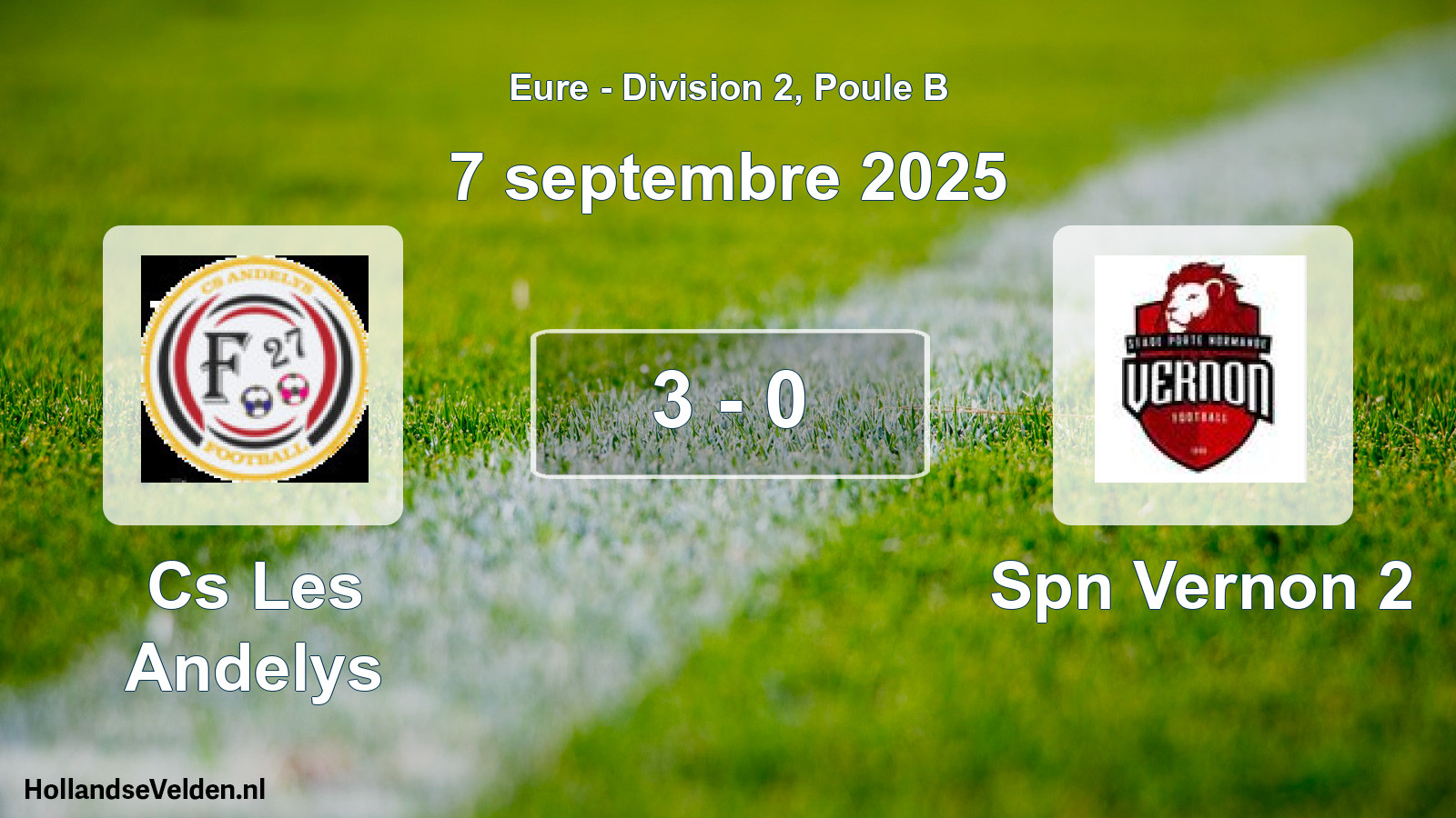 Gespeelde wedstrijd: Cs Les Andelys - Spn Vernon 2 3 - 0 (7 september 2025)