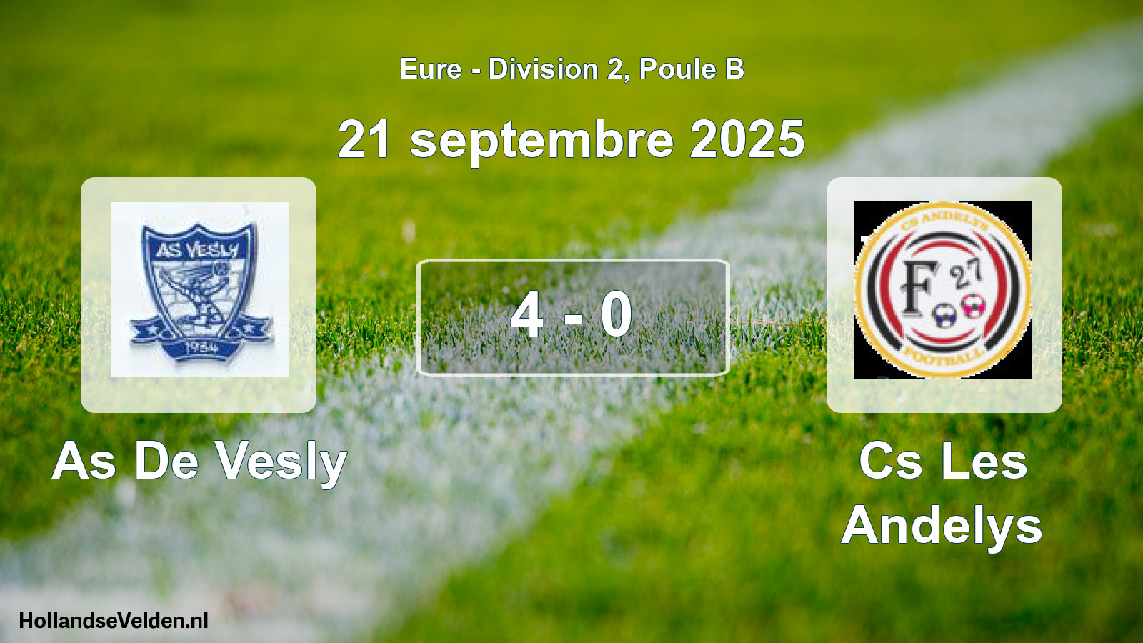 Gespeelde wedstrijd: As De Vesly - Cs Les Andelys 4 - 0 (21 septembre 2025)