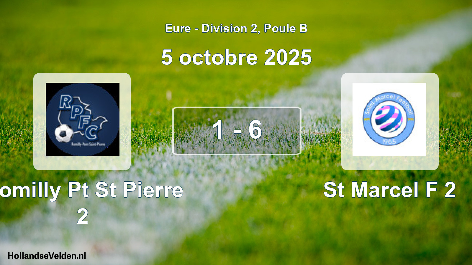 Gespeelde wedstrijd: Romilly Pt St Pierre 2 - St Marcel F 2 1 - 6 (5 octobre 2025)