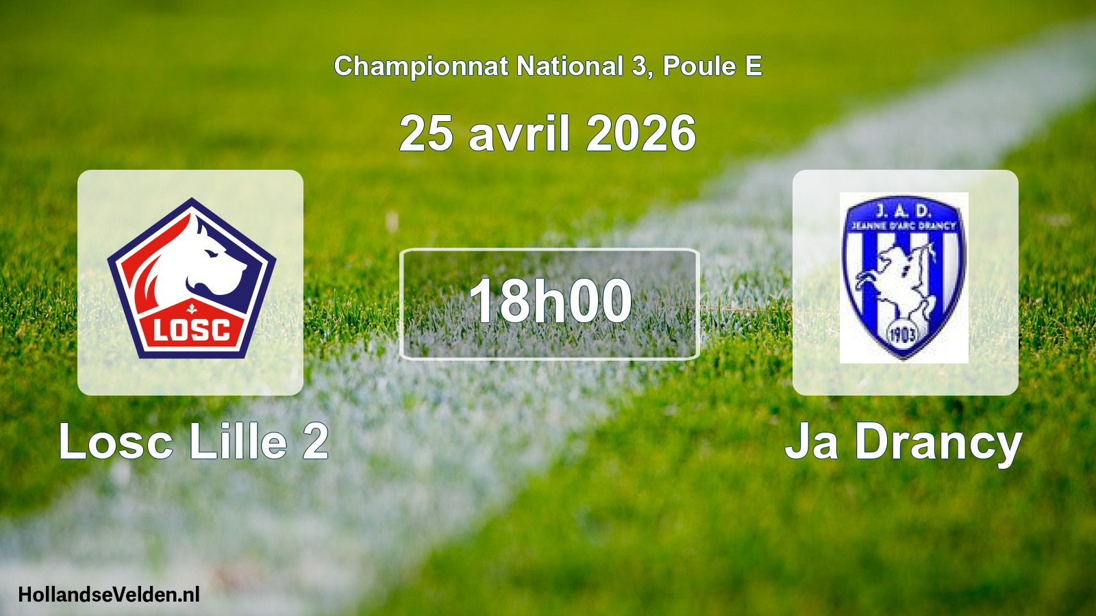 Geplande wedstrijd: Losc Lille 2 - Ja Drancy (25 april 2026)