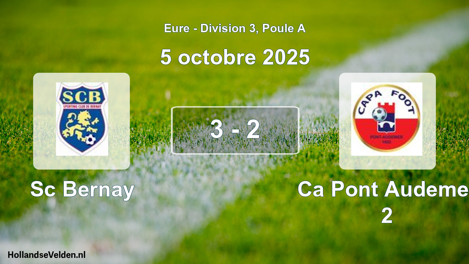 Gespeelde wedstrijd: Sc Bernay - Ca Pont Audemer 2 3 - 2 (5 octobre 2025)