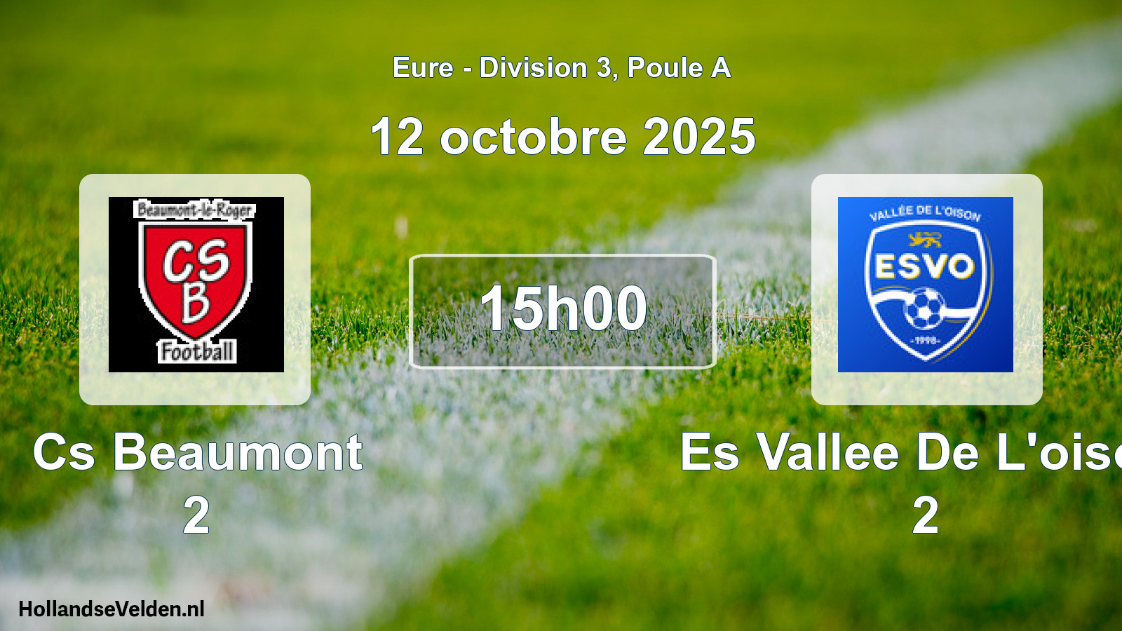 Geplande wedstrijd: Cs Beaumont 2 - Es Vallee De L'oison 2 (12 octobre 2025)