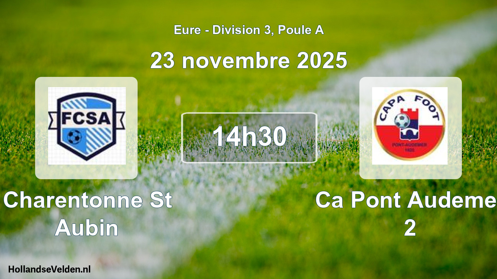 Geplande wedstrijd: Charentonne St Aubin - Ca Pont Audemer 2 (23 novembre 2025)