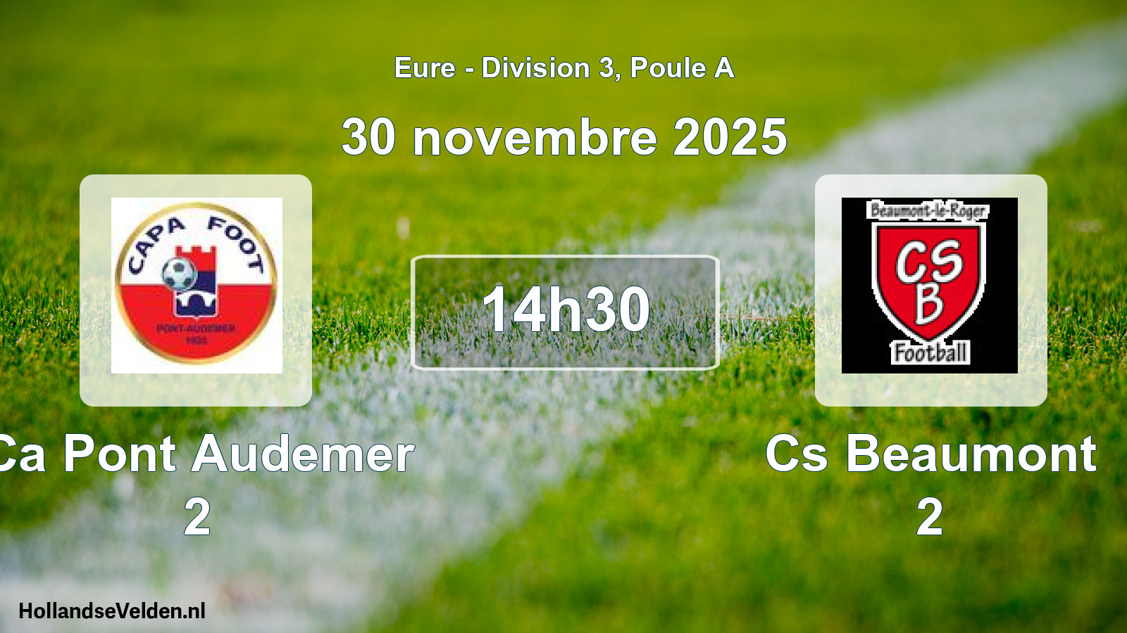 Geplande wedstrijd: Ca Pont Audemer 2 - Cs Beaumont 2 (30 novembre 2025)