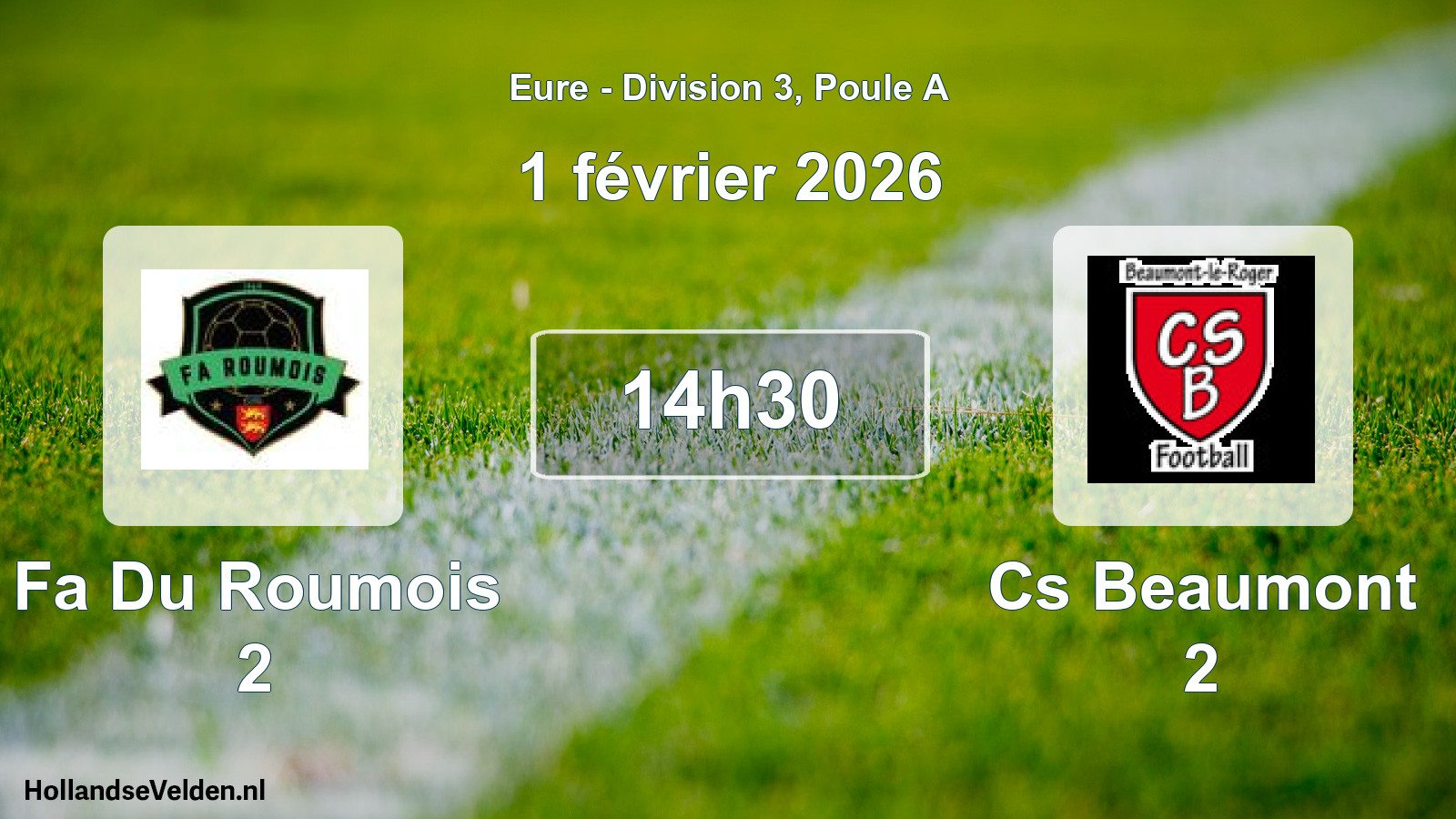 Scheduled Match: Fa Du Roumois 2 - Cs Beaumont 2 (1 February 2026)