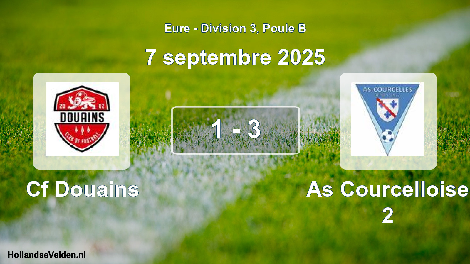 Gespeelde wedstrijd: Cf Douains - As Courcelloise 2 1 - 3 (7 september 2025)