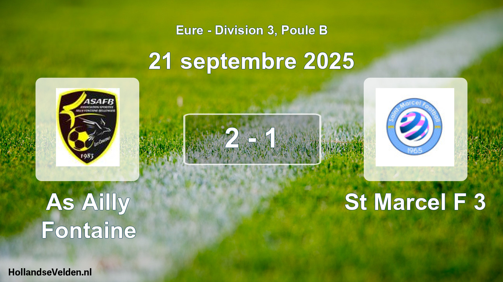 Gespeelde wedstrijd: As Ailly Fontaine - St Marcel F 3 2 - 1 (21 septembre 2025)