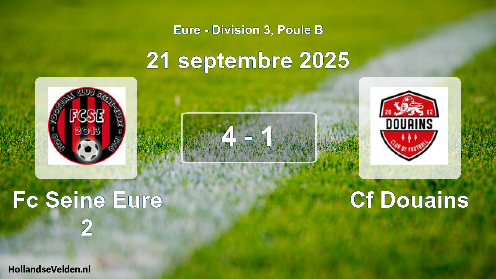 Gespeelde wedstrijd: Fc Seine Eure 2 - Cf Douains 4 - 1 (21 septembre 2025)