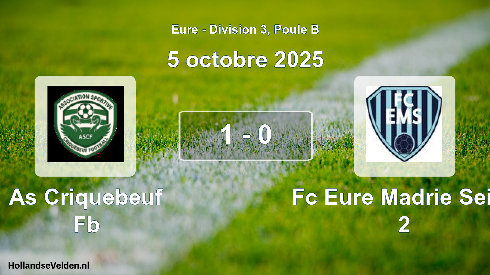 Gespeelde wedstrijd: As Criquebeuf Fb - Fc Eure Madrie Seine 2 1 - 0 (5 oktober 2025)