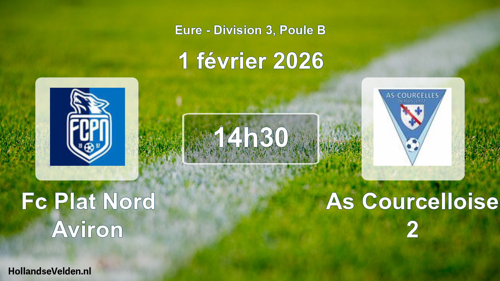 Geplande wedstrijd: Fc Plat Nord Aviron - As Courcelloise 2 (1 februari 2026)