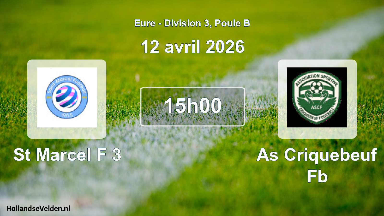 Scheduled Match: St Marcel F 3 - As Criquebeuf Fb (12 April 2026)
