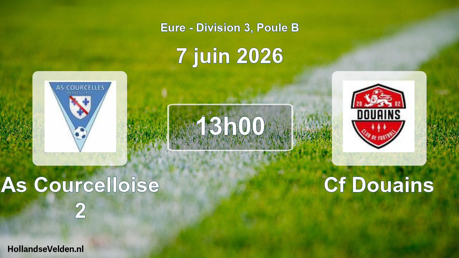 Geplande wedstrijd: As Courcelloise 2 - Cf Douains (7 juni 2026)