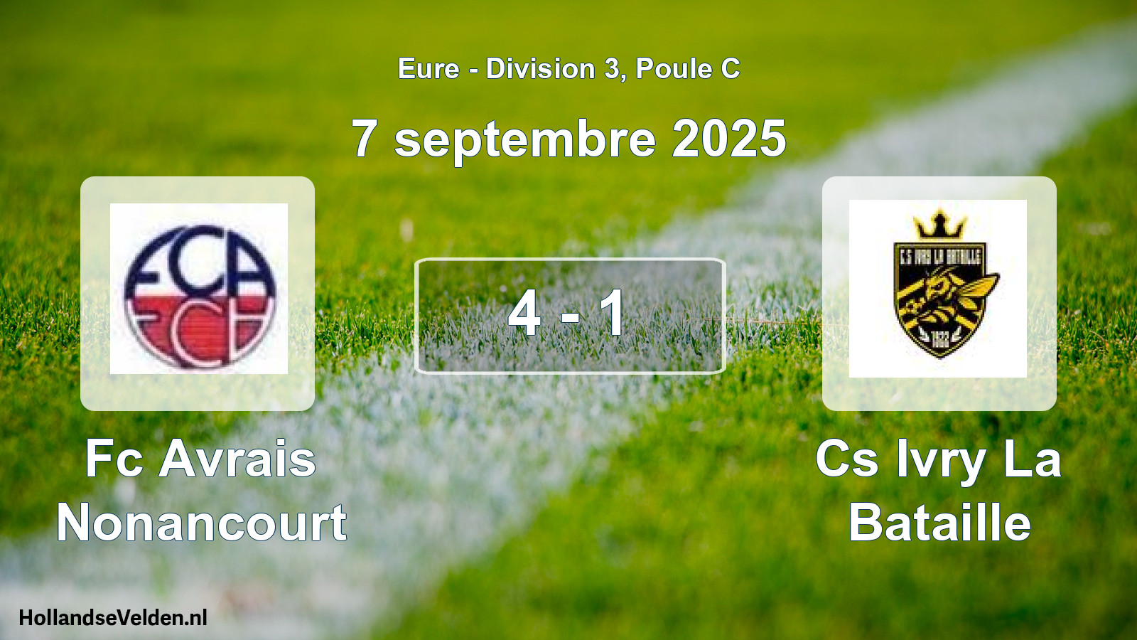Gespeelde wedstrijd: Fc Avrais Nonancourt - Cs Ivry La Bataille 4 - 1 (7 septembre 2025)