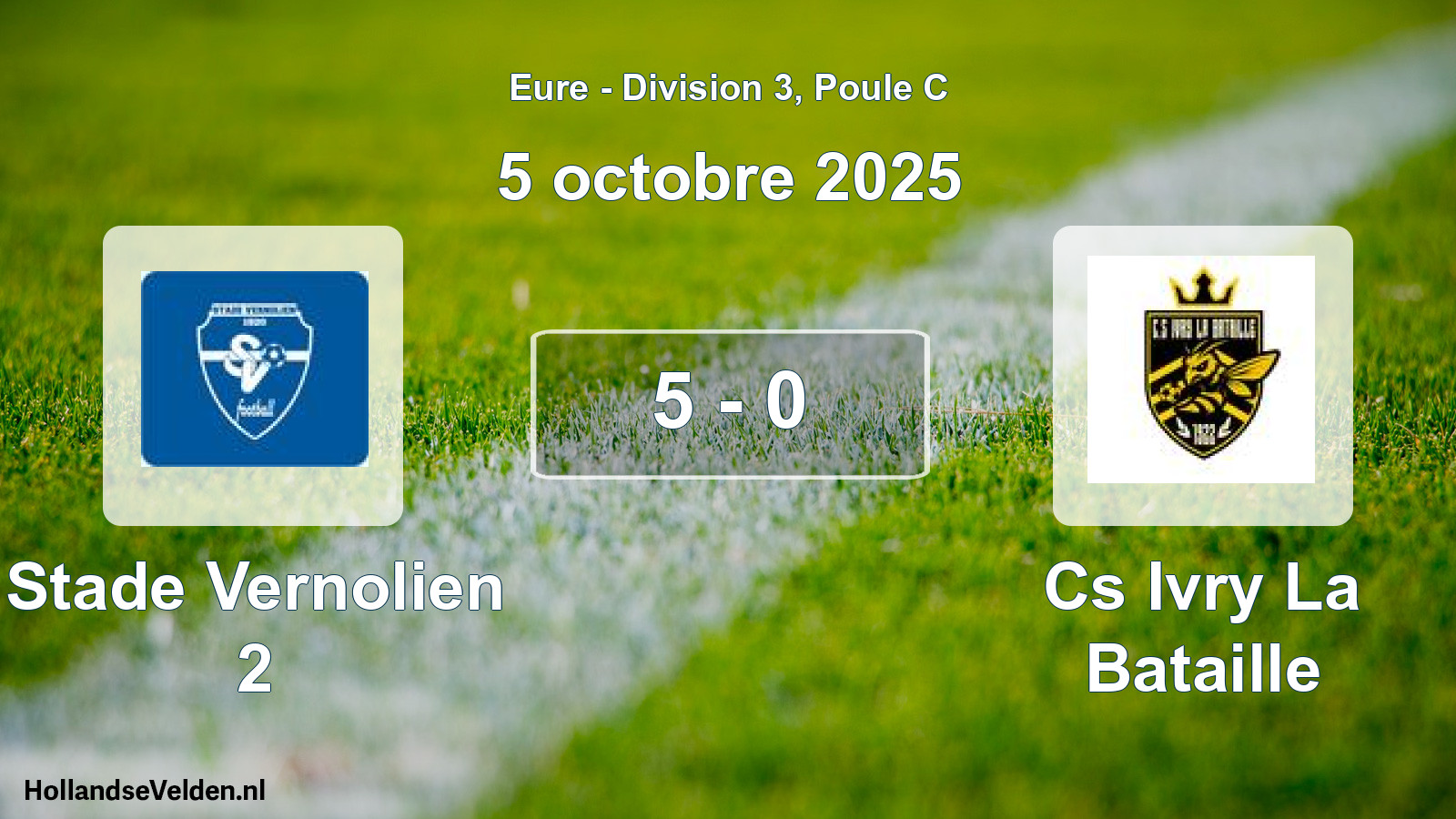 Gespeelde wedstrijd: Stade Vernolien 2 - Cs Ivry La Bataille 5 - 0 (5 octobre 2025)