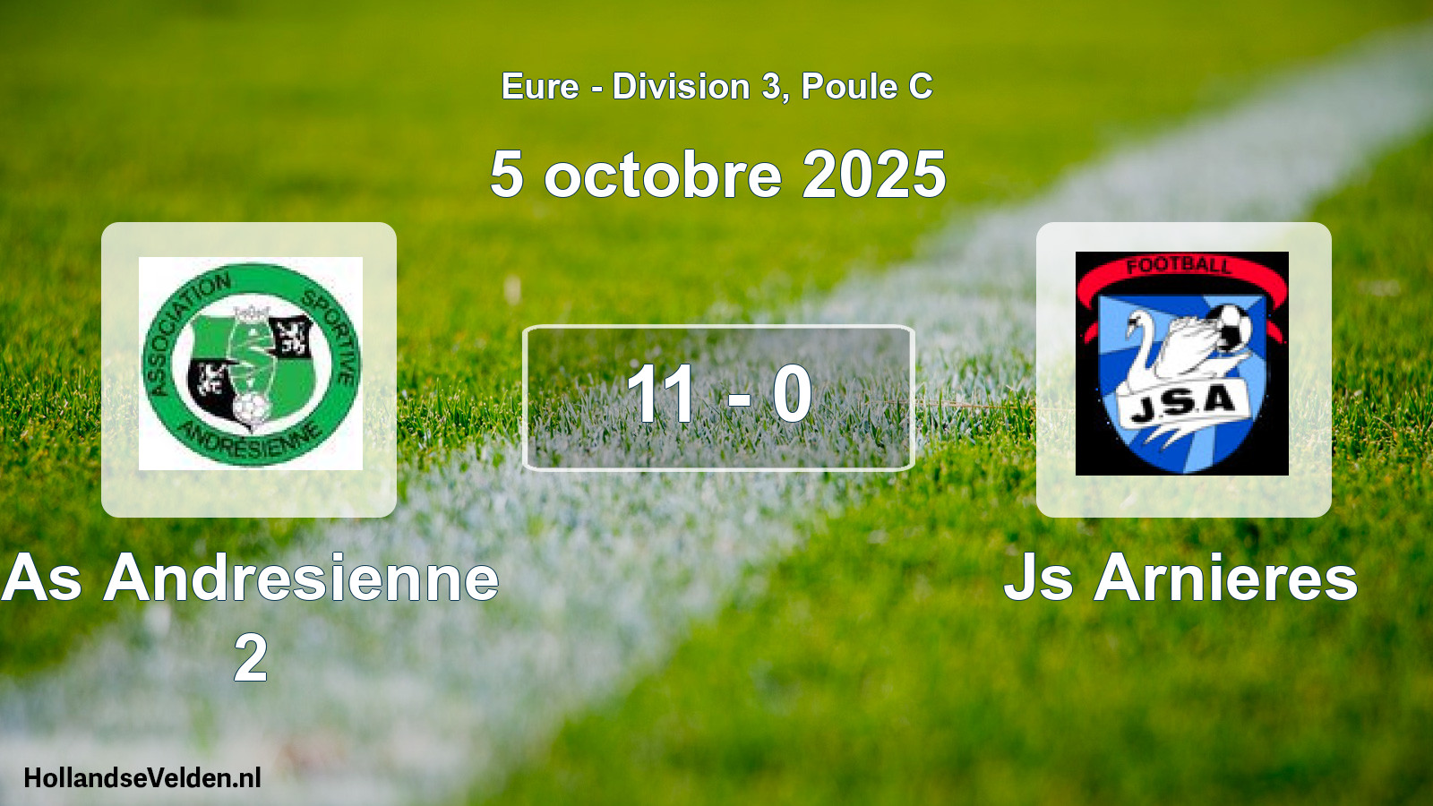 Gespeelde wedstrijd: As Andresienne 2 - Js Arnieres 11 - 0 (5 octobre 2025)