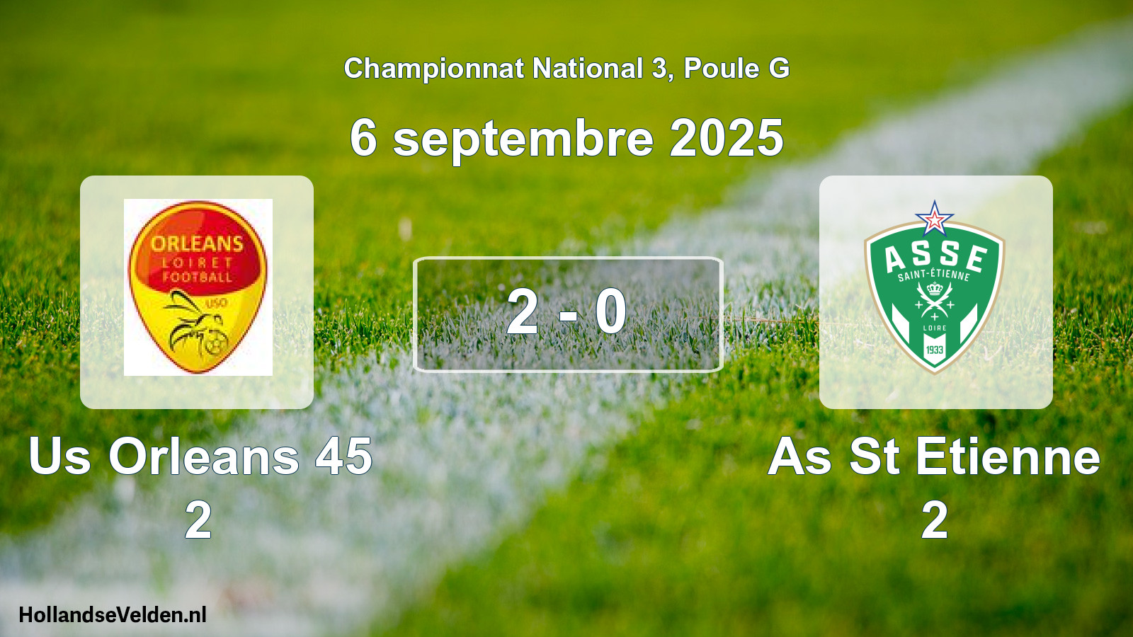Gespeelde wedstrijd: Us Orleans 45 2 - As St Etienne 2 2 - 0 (6 september 2025)
