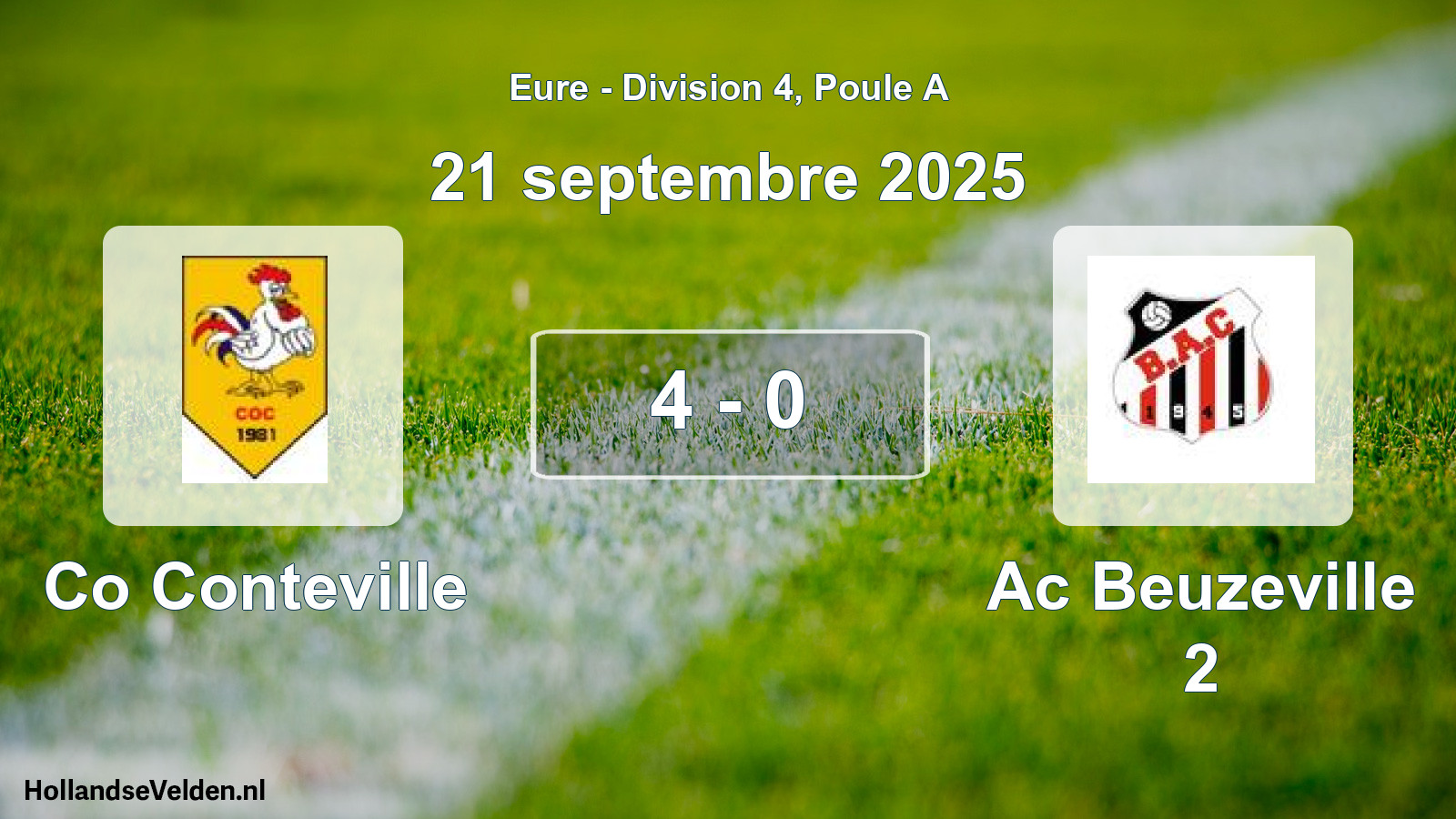 Gespeelde wedstrijd: Co Conteville - Ac Beuzeville 2 4 - 0 (21 septembre 2025)