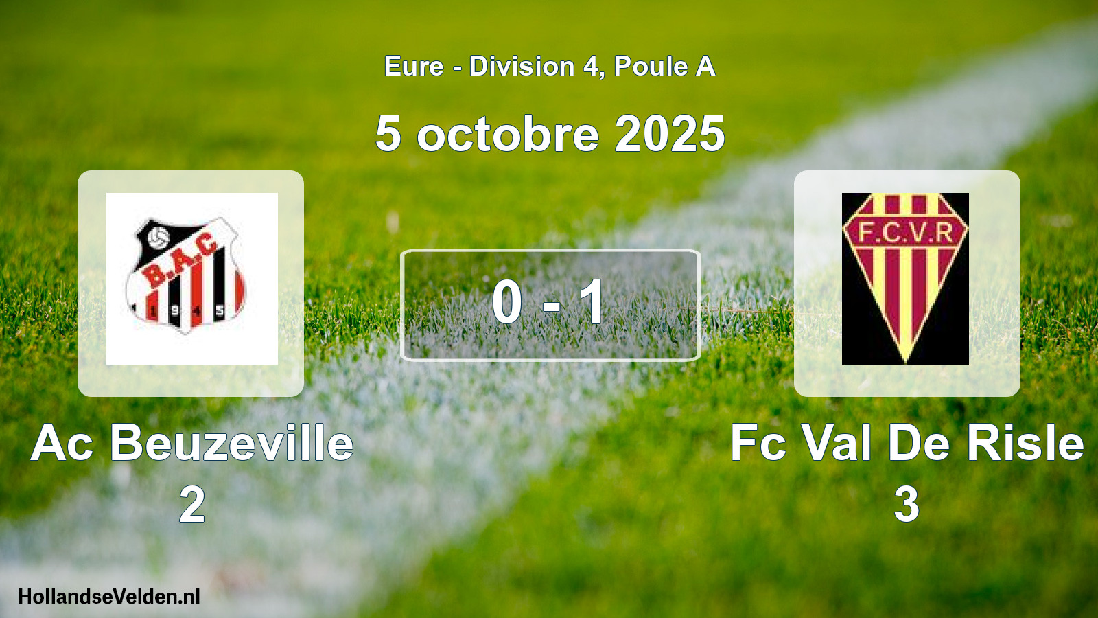 Gespeelde wedstrijd: Ac Beuzeville 2 - Fc Val De Risle 3 0 - 1 (5 octobre 2025)