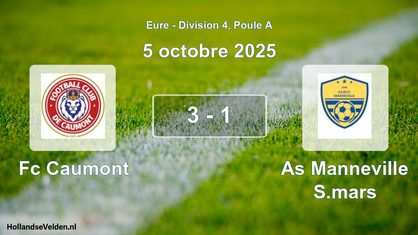 Gespeelde wedstrijd: Fc Caumont - As Manneville S.mars 3 - 1 (5 oktober 2025)