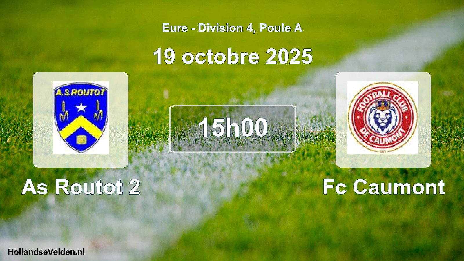 Geplande wedstrijd: As Routot 2 - Fc Caumont (19 oktober 2025)