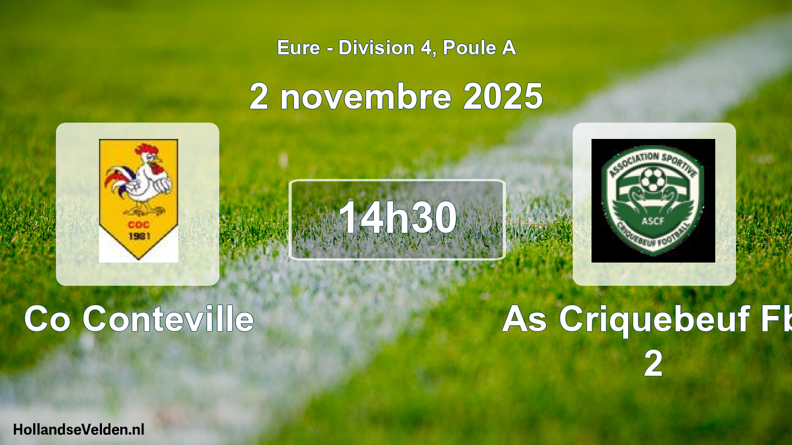 Geplande wedstrijd: Co Conteville - As Criquebeuf Fb 2 (2 novembre 2025)
