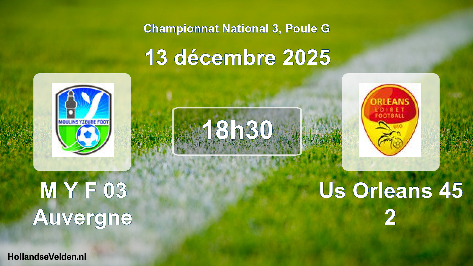 Geplande wedstrijd: M Y F 03 Auvergne - Us Orleans 45 2 (13 december 2025)