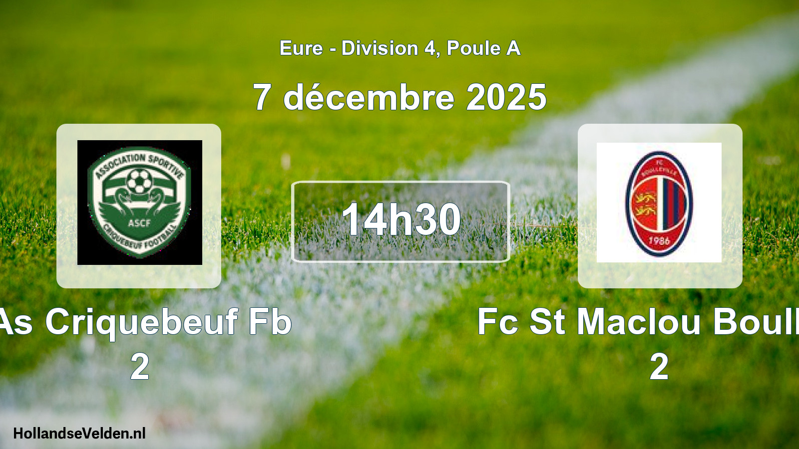 Geplande wedstrijd: As Criquebeuf Fb 2 - Fc St Maclou Boullev 2 (7 décembre 2025)
