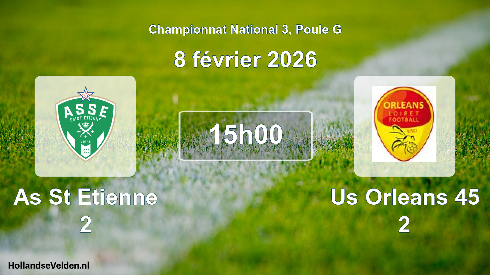 Geplande wedstrijd: As St Etienne 2 - Us Orleans 45 2 (8 februari 2026)