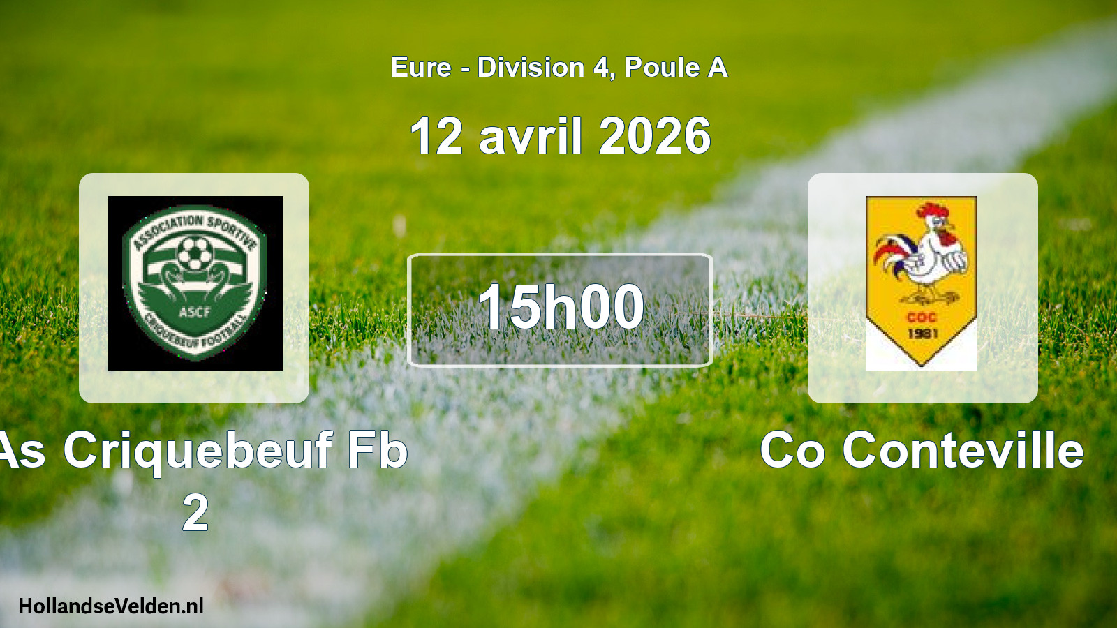 Geplande wedstrijd: As Criquebeuf Fb 2 - Co Conteville (12 avril 2026)
