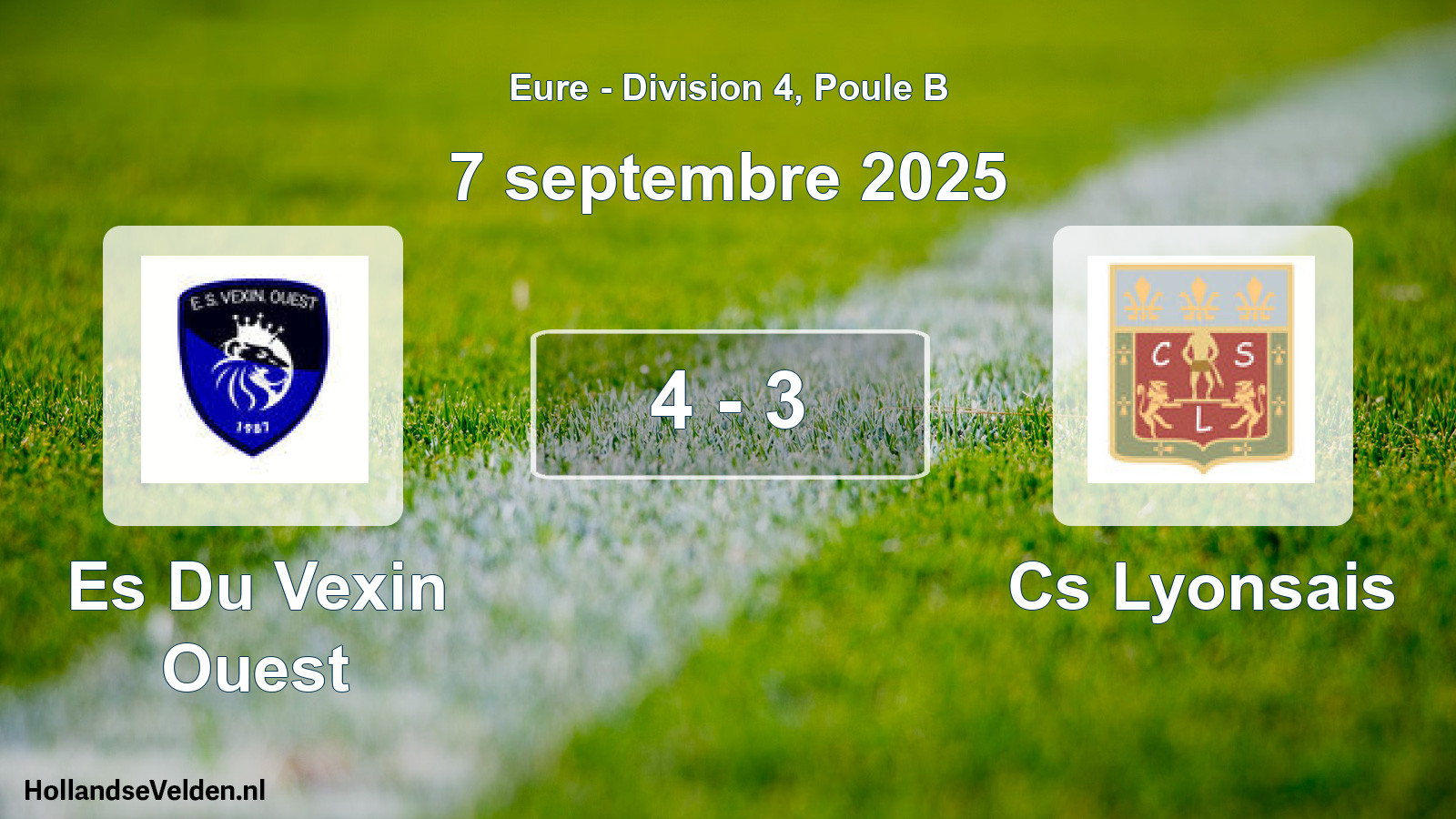 Total number of matches played: Es Du Vexin Ouest - Cs Lyonsais 4 - 3 (7 September 2025)