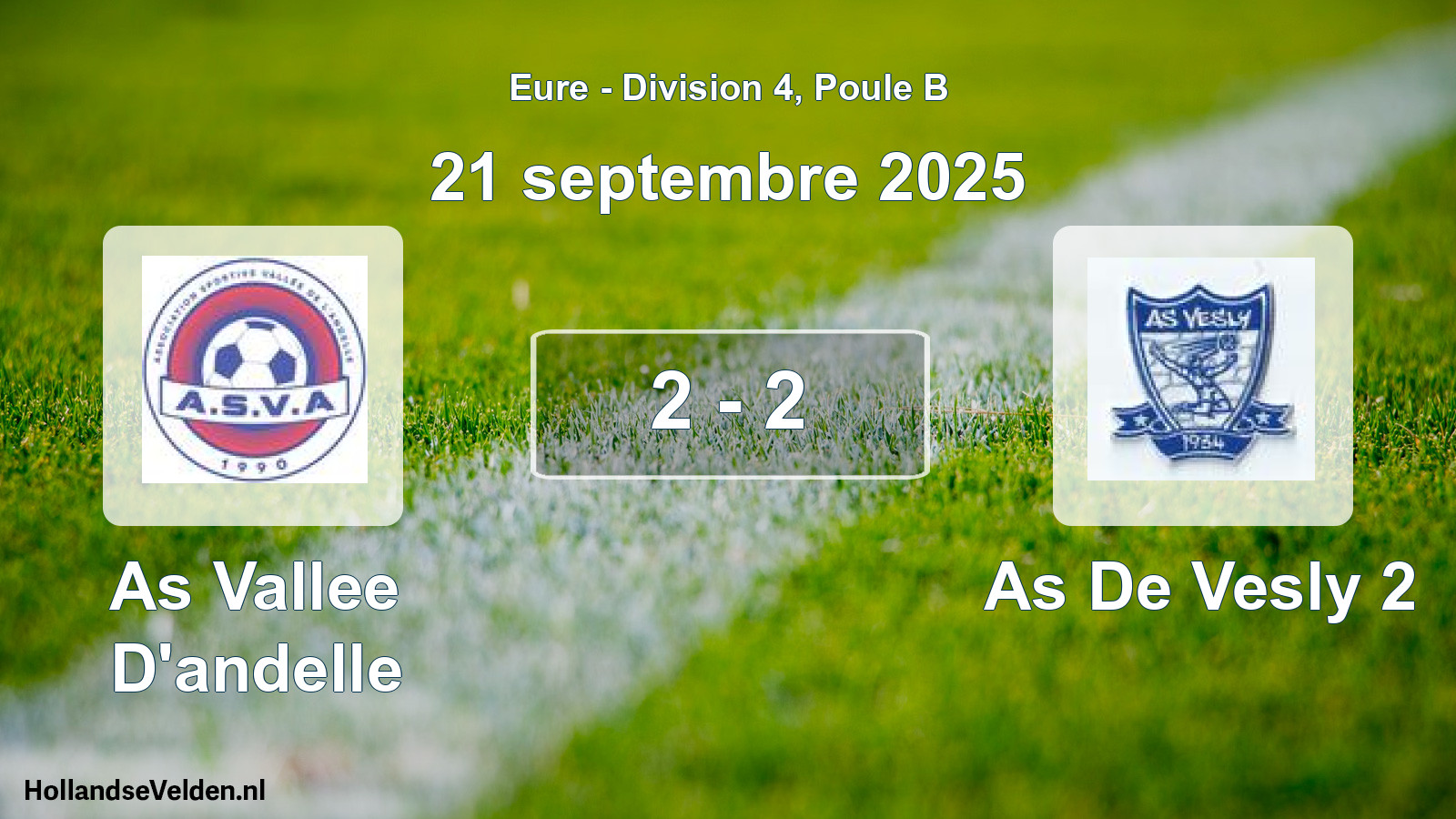 Total number of matches played: As Vallee D'andelle - As De Vesly 2 2 - 2 (21 September 2025)