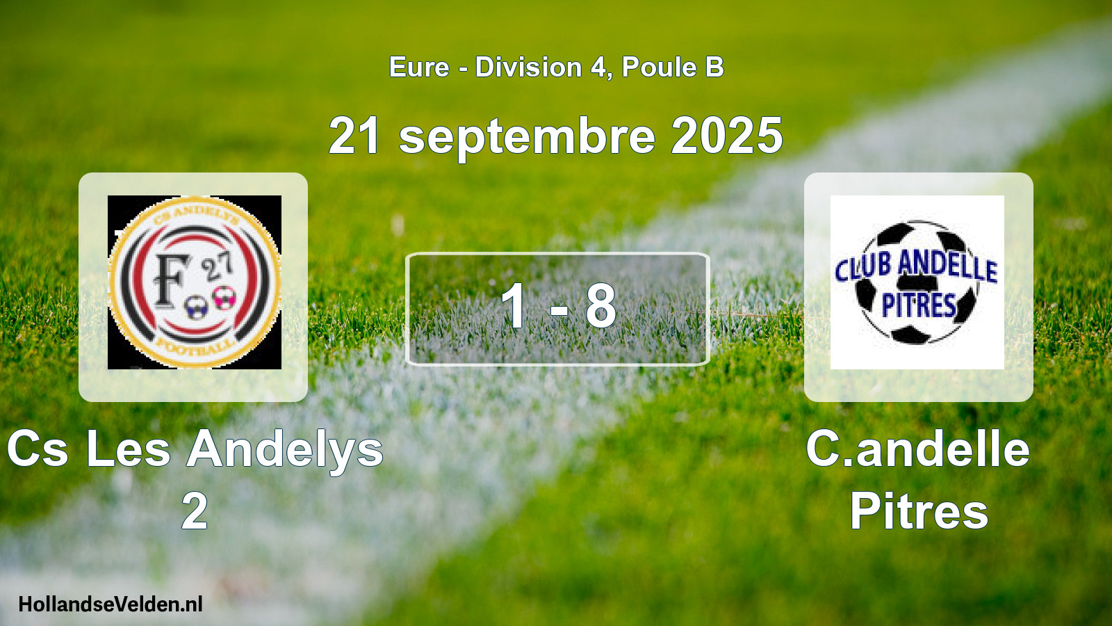 Gespeelde wedstrijd: Cs Les Andelys 2 - C.andelle Pitres 1 - 8 (21 septembre 2025)