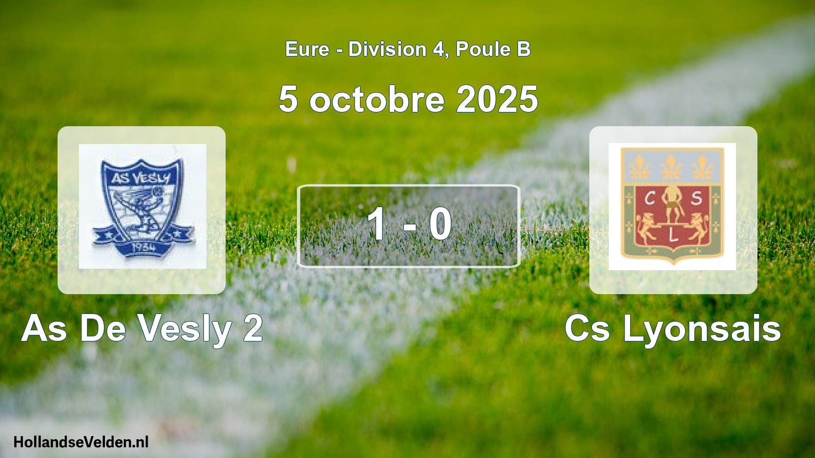 Gespeelde wedstrijd: As De Vesly 2 - Cs Lyonsais 1 - 0 (5 octobre 2025)