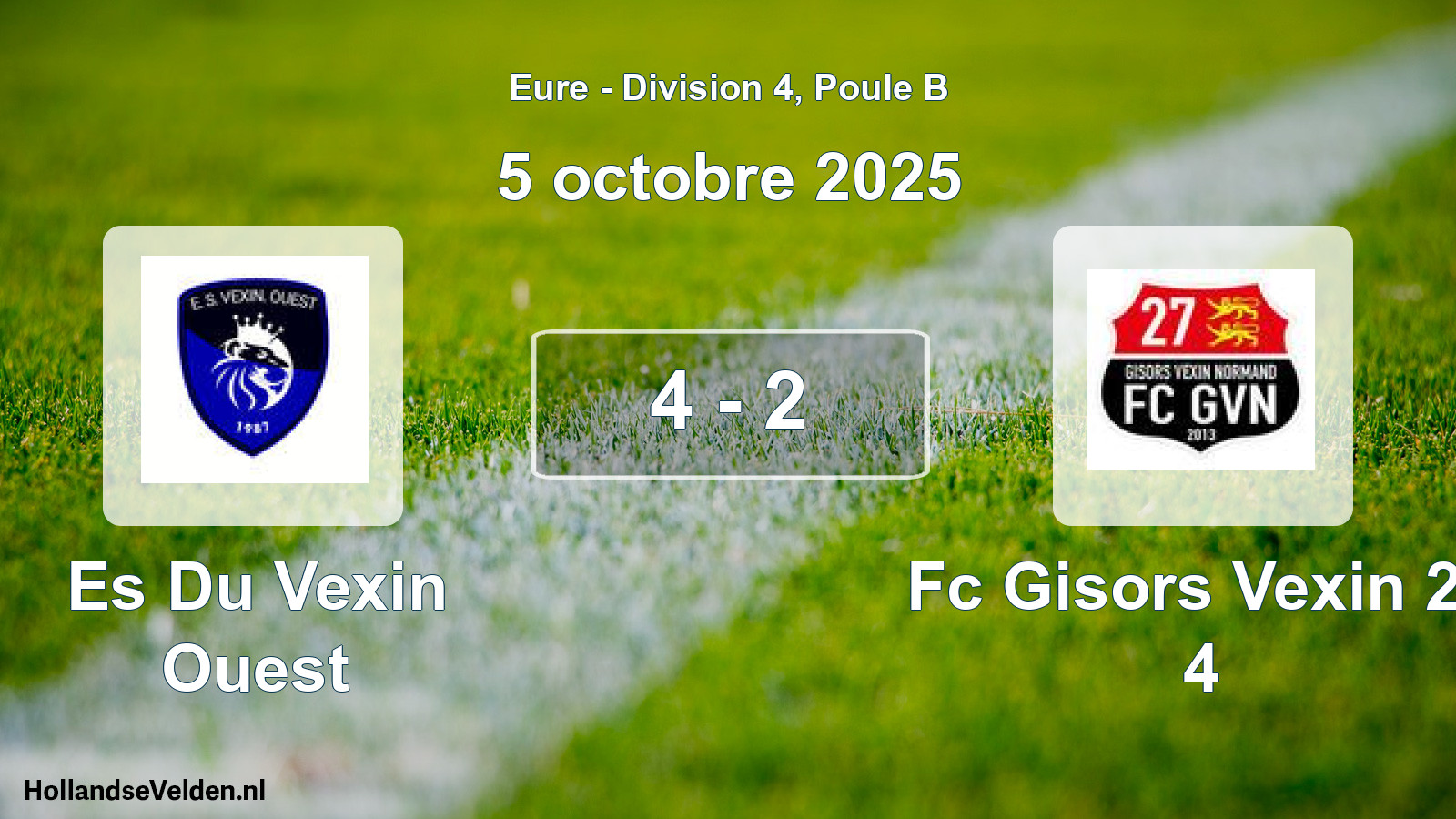 Gespeelde wedstrijd: Es Du Vexin Ouest - Fc Gisors Vexin 27 4 4 - 2 (5 octobre 2025)