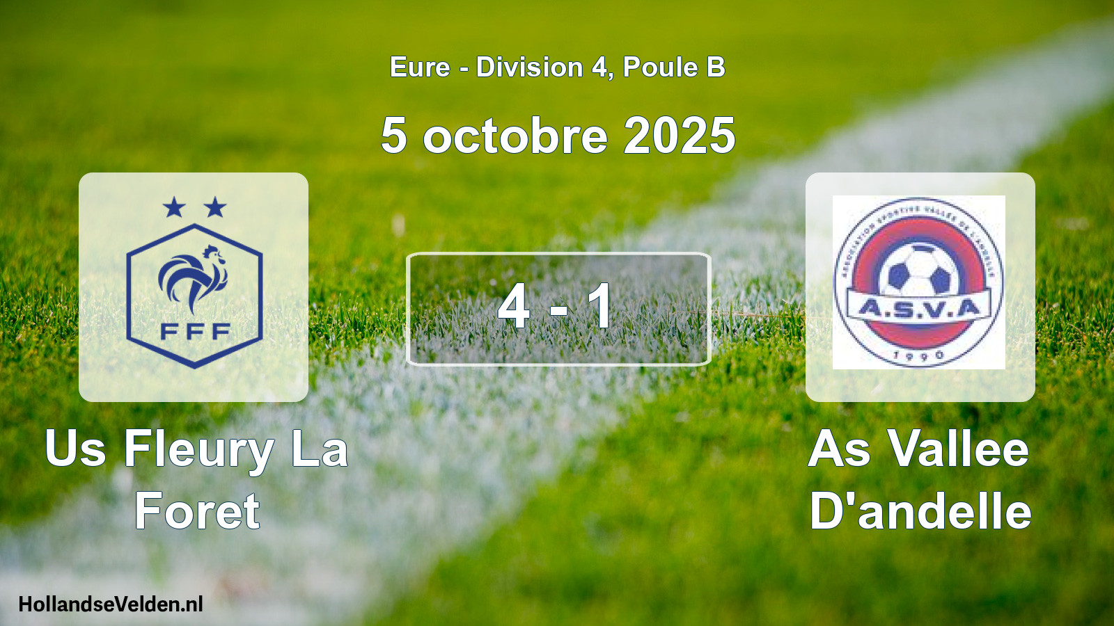 Gespeelde wedstrijd: Us Fleury La Foret - As Vallee D'andelle 4 - 1 (5 oktober 2025)
