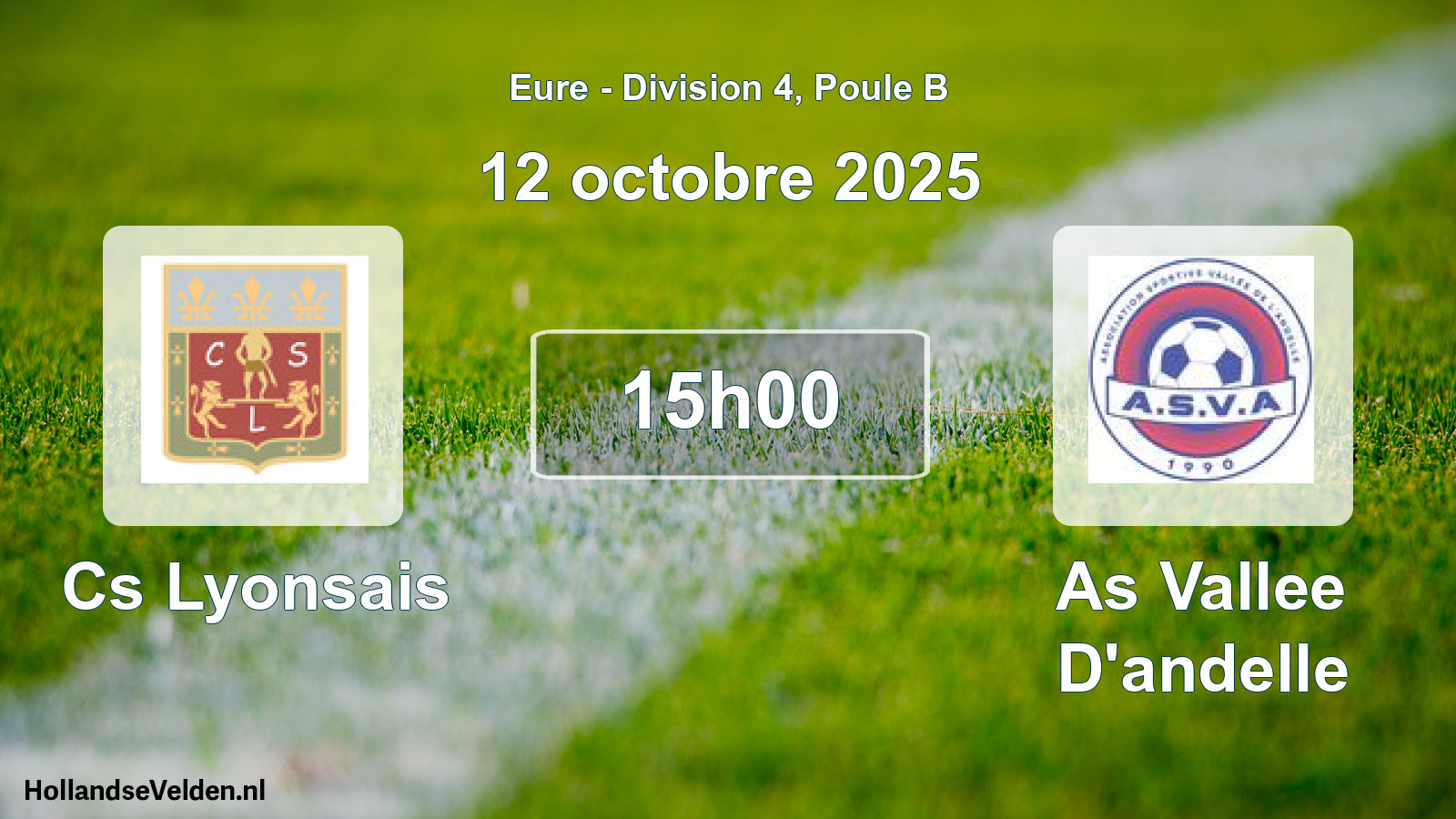 Geplande wedstrijd: Cs Lyonsais - As Vallee D'andelle (12 octobre 2025)