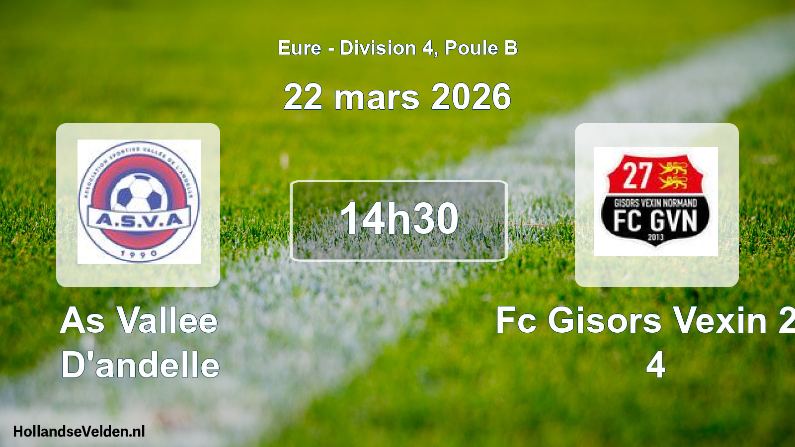 Geplande wedstrijd: As Vallee D'andelle - Fc Gisors Vexin 27 4 (22 maart 2026)