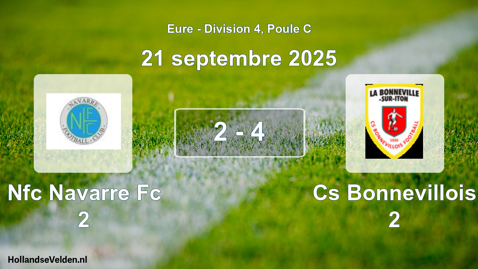 Total number of matches played: Nfc Navarre Fc 2 - Cs Bonnevillois 2 2 - 4 (21 September 2025)