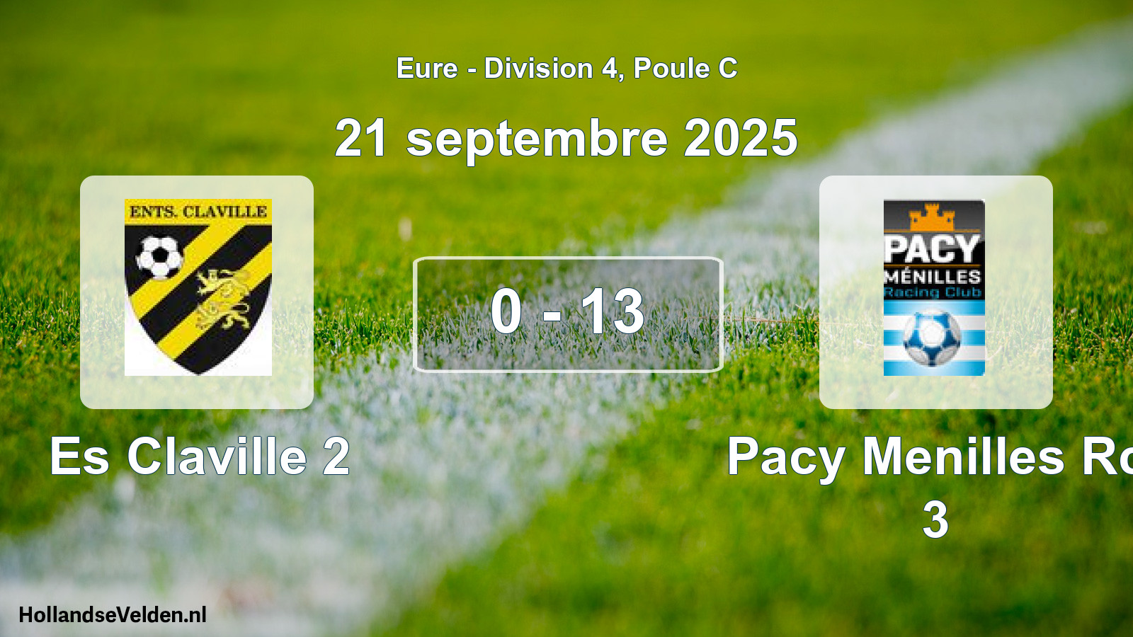 Total number of matches played: Es Claville 2 - Pacy Menilles Rc 3 0 - 13 (21 September 2025)