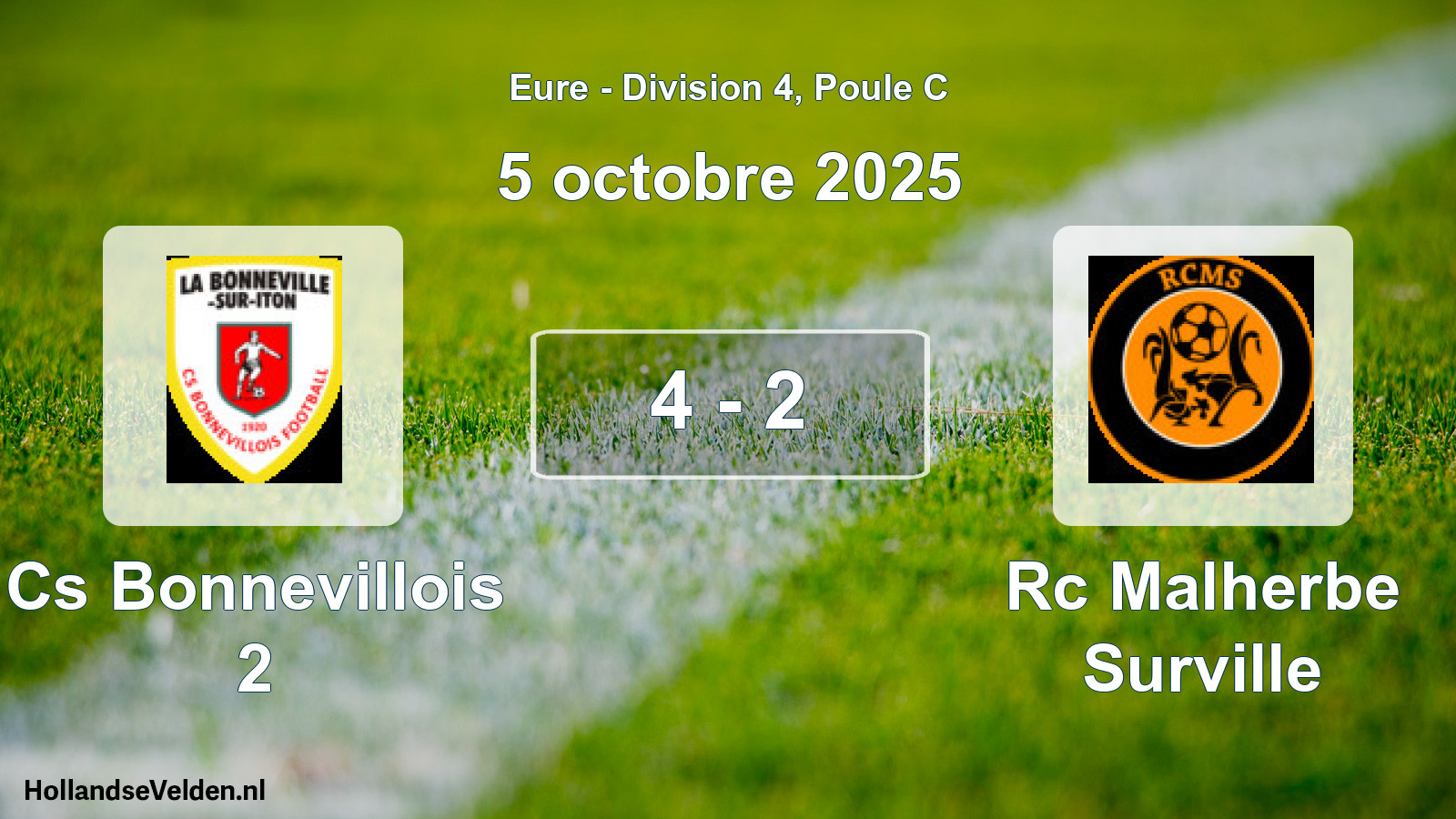 Gespeelde wedstrijd: Cs Bonnevillois 2 - Rc Malherbe Surville 4 - 2 (5 octobre 2025)