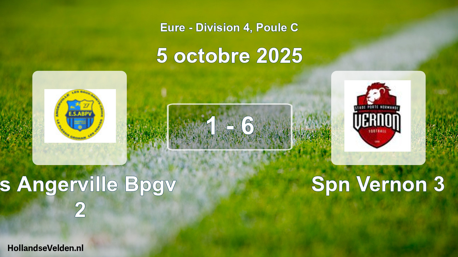 Total number of matches played: Es Angerville Bpgv 2 - Spn Vernon 3 1 - 6 (5 October 2025)