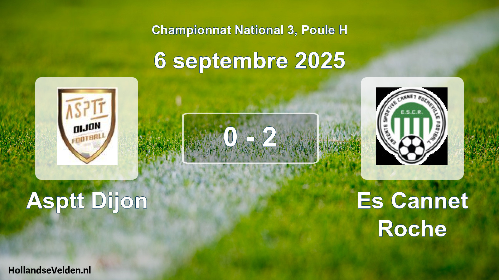 Gespeelde wedstrijd: Asptt Dijon - Es Cannet Roche 0 - 2 (6 september 2025)
