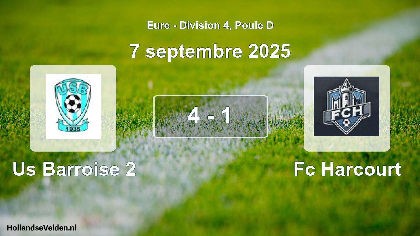Gespeelde wedstrijd: Us Barroise 2 - Fc Harcourt 4 - 1 (7 septembre 2025)