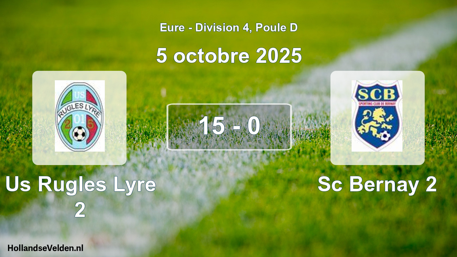 Gespeelde wedstrijd: Us Rugles Lyre 2 - Sc Bernay 2 15 - 0 (5 oktober 2025)