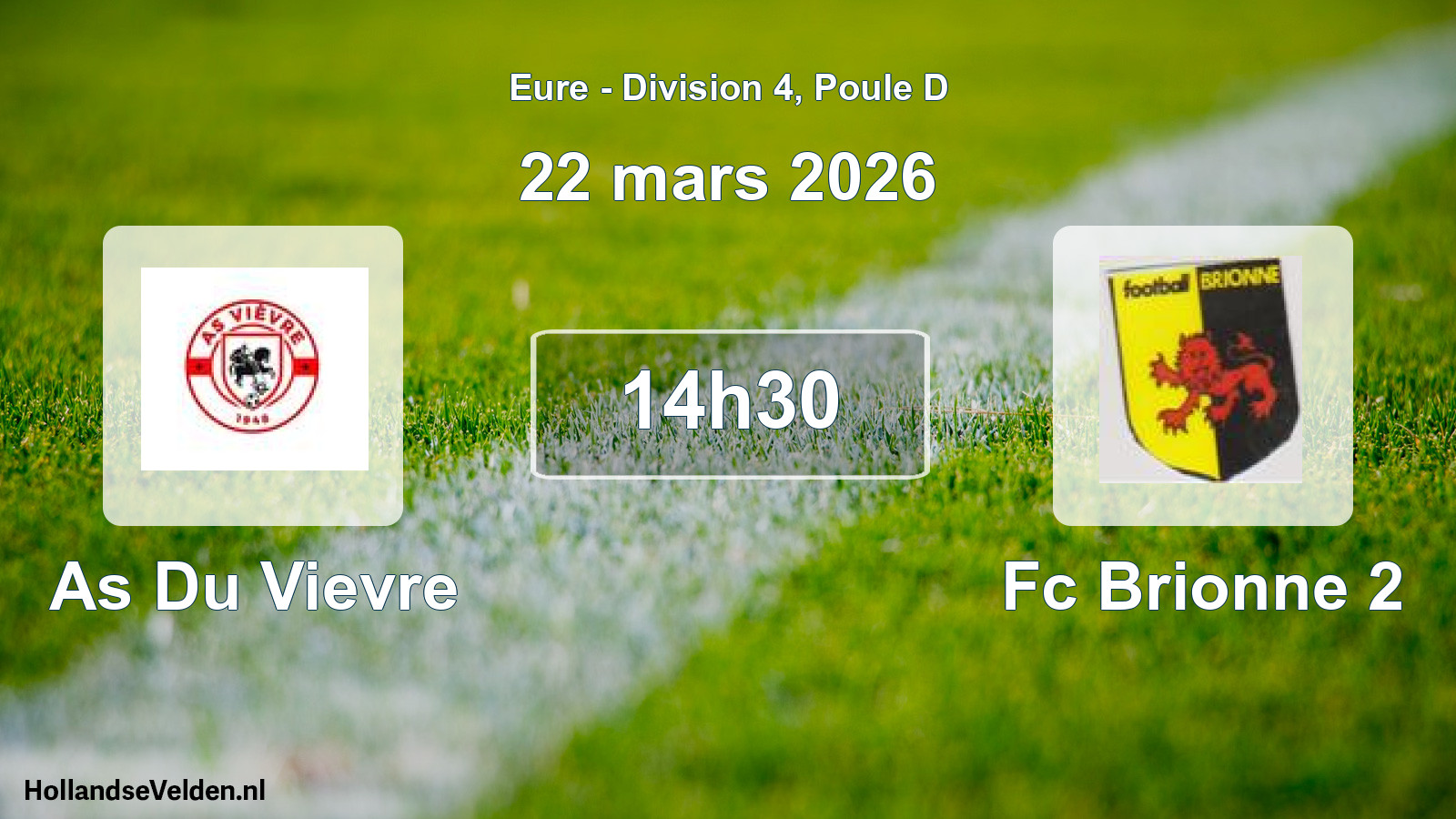 Geplande wedstrijd: As Du Vievre - Fc Brionne 2 (22 maart 2026)