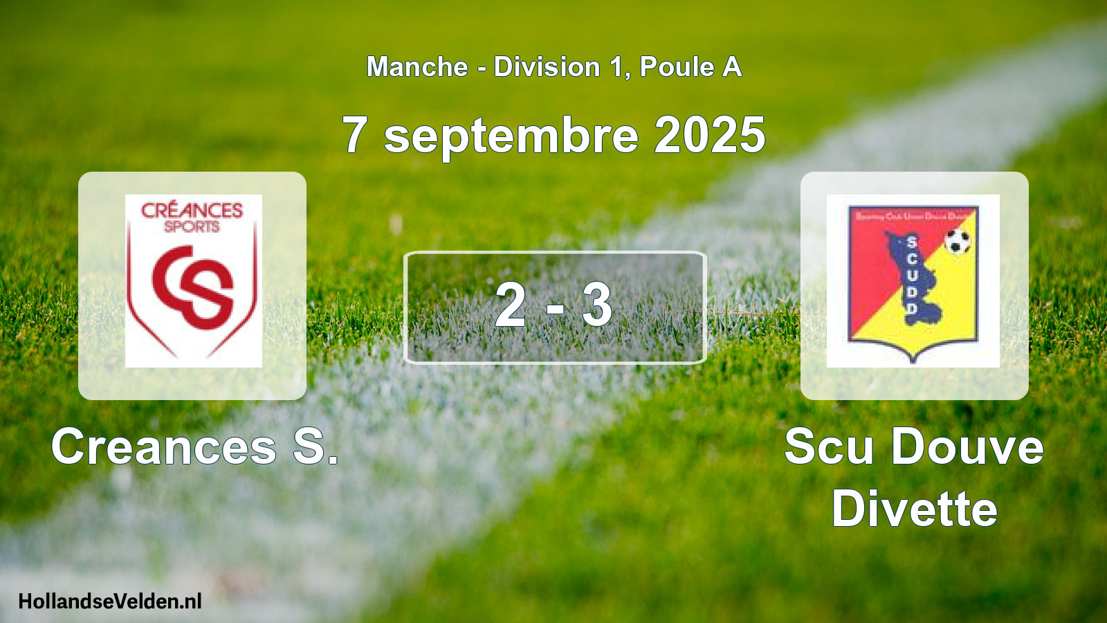 Gespeelde wedstrijd: Creances S. - Scu Douve Divette 2 - 3 (7 septembre 2025)