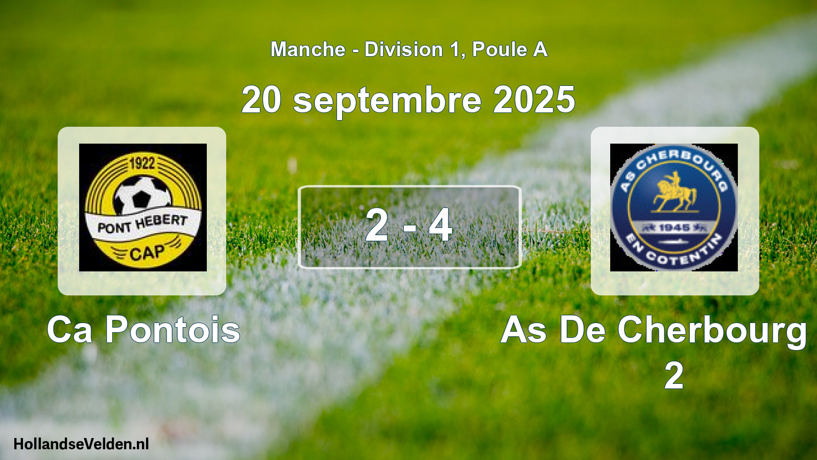 Gespeelde wedstrijd: Ca Pontois - As De Cherbourg F. 2 2 - 4 (20 september 2025)