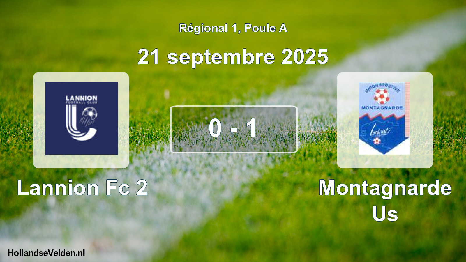 Gespeelde wedstrijd: Lannion Fc 2 - Montagnarde Us 0 - 1 (21 septembre 2025)