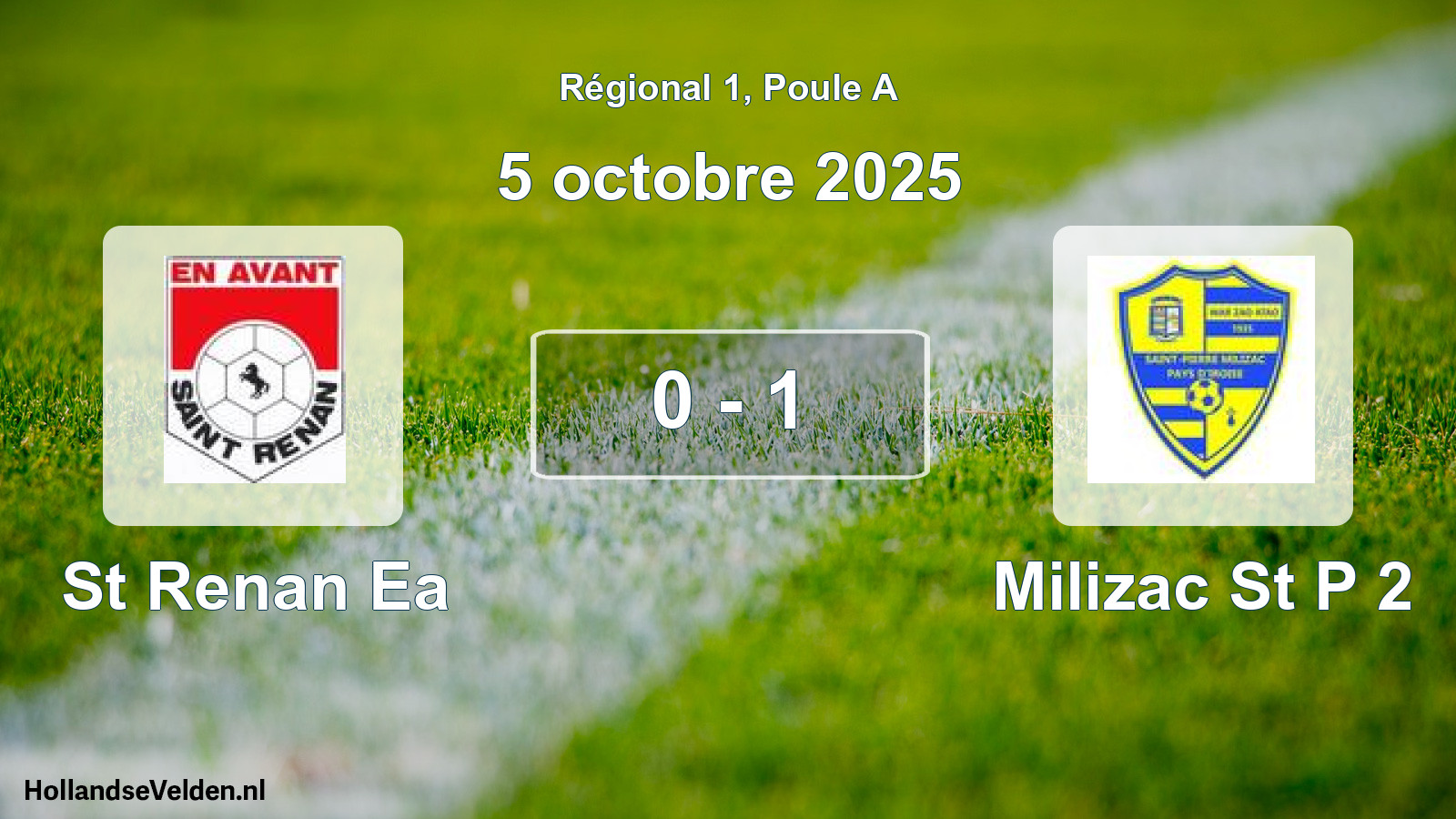 Gespeelde wedstrijd: St Renan Ea - Milizac St P 2 0 - 1 (5 octobre 2025)