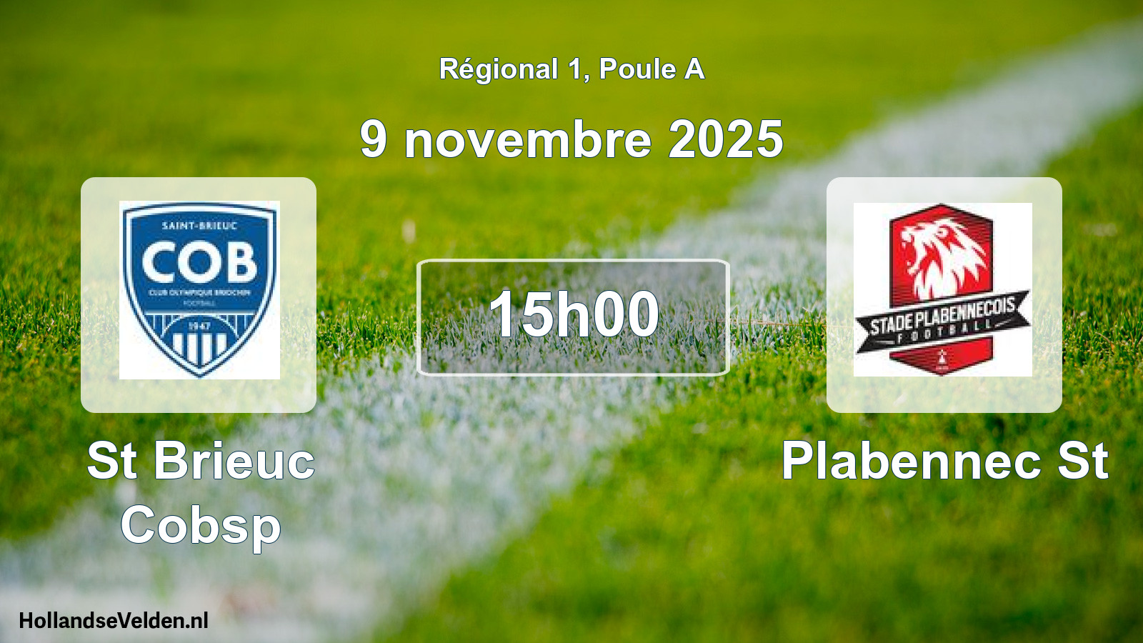 Geplande wedstrijd: St Brieuc Cobsp - Plabennec St (9 novembre 2025)